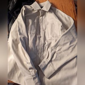 Cream faux leather oversized button up shirt shacket